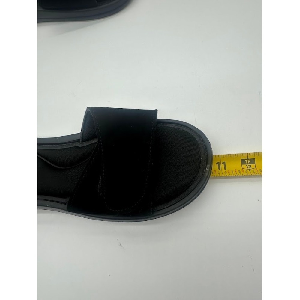 Black Memory Foam Slide Sandals Adjustable Hook Loop Strap Women Size M - Picture 7 of 8